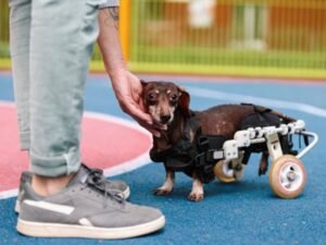 Tutor e pet com deficiência no Esquadrão Pet